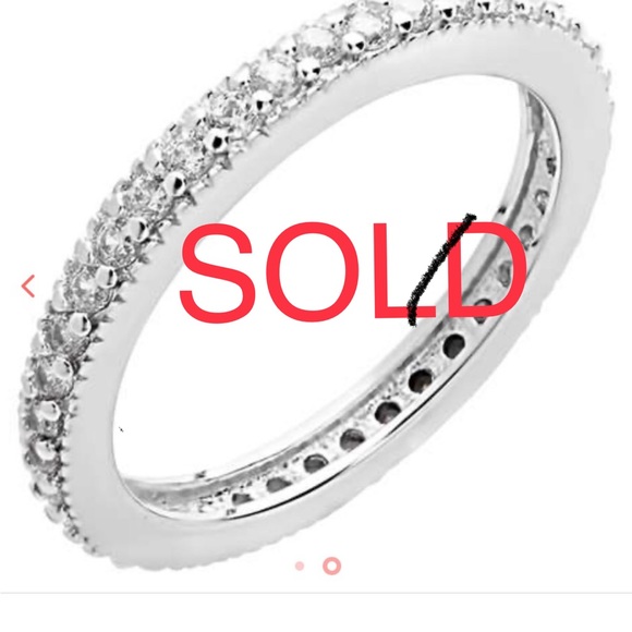 ✅ SOLD! - Eternity Ring, Sterling Silver with Cubic Zirconia, size 8/9 - Picture 1 of 2